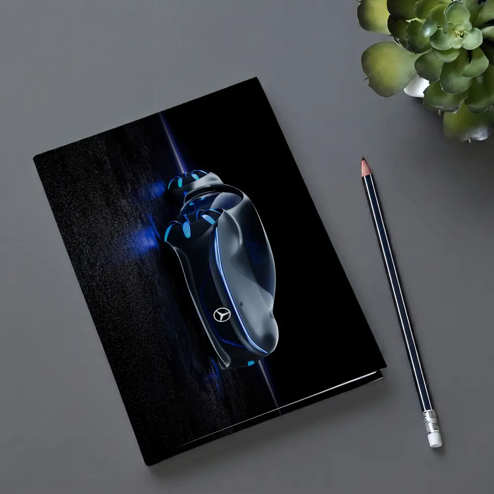 Mercedes Futuristic Car Key Blue Neon – Notebooks