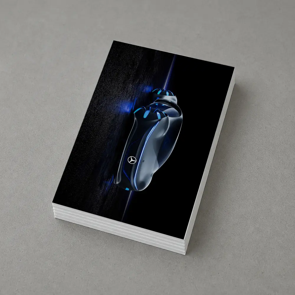 Mercedes Futuristic Car Key Blue Neon – Postcards