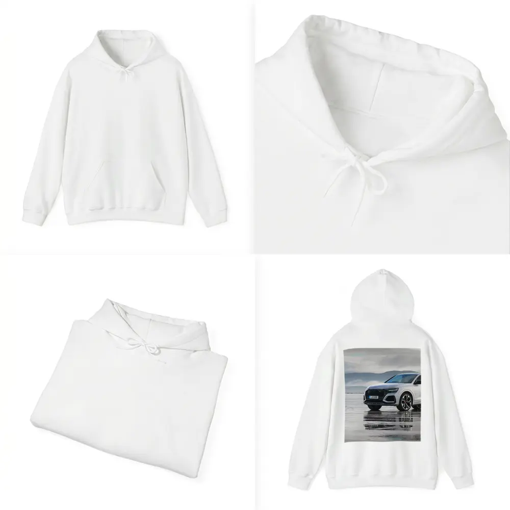 Audi RSQ8 White SUV Wet Coastal Flats – Hoodies