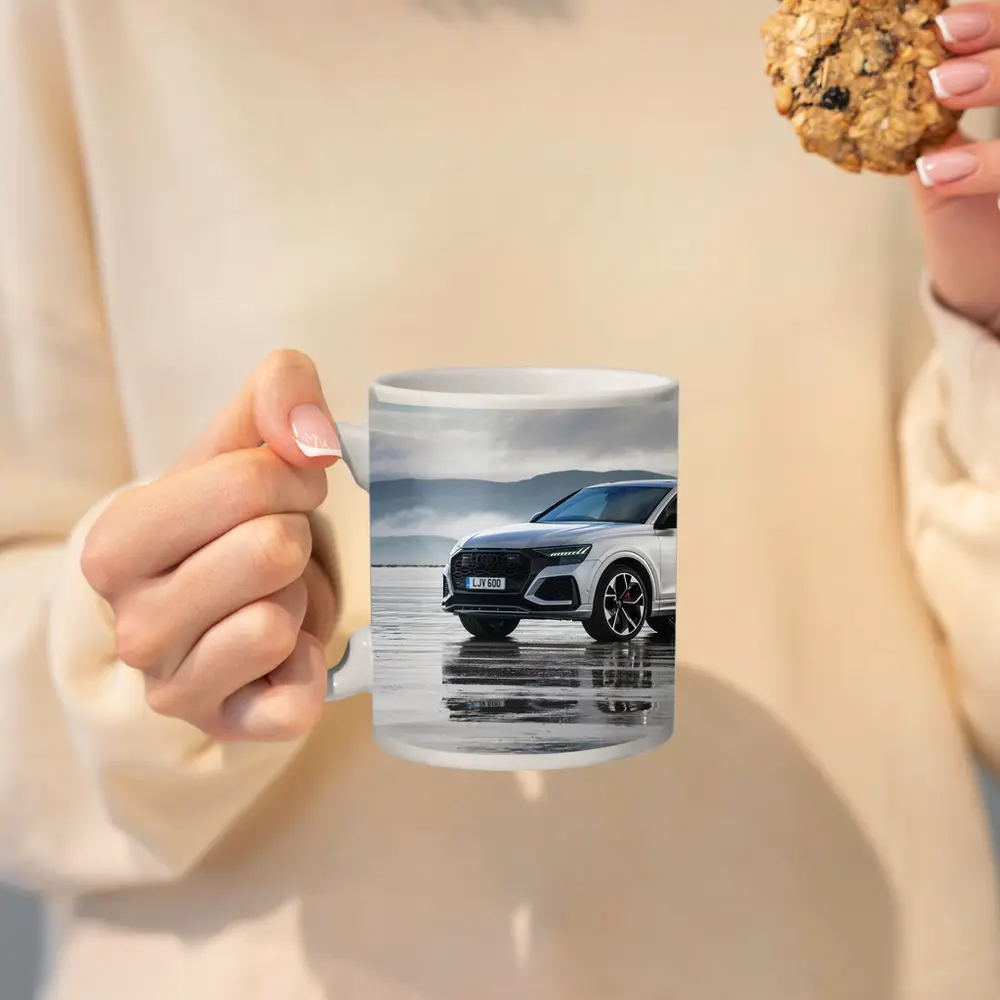 Audi RSQ8 White SUV Wet Coastal Flats – Mugs
