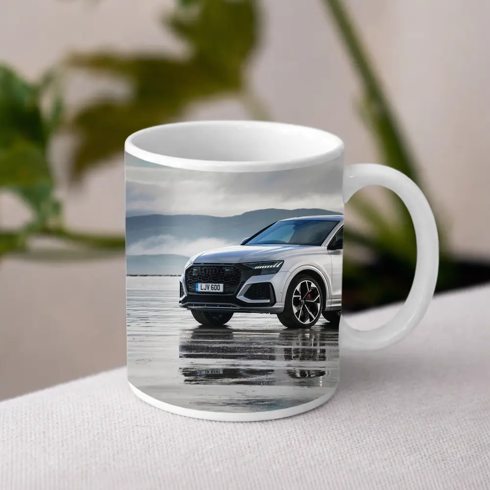 Audi RSQ8 White SUV Wet Coastal Flats – Mugs