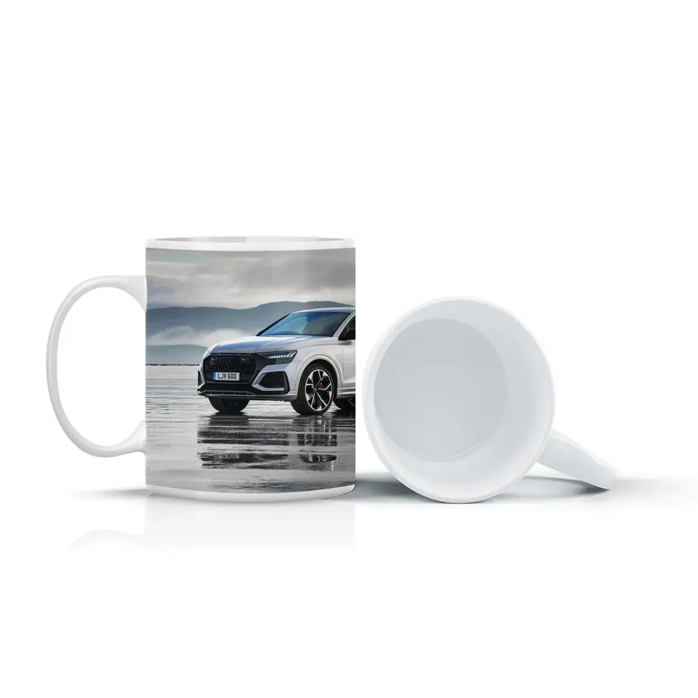 Audi RSQ8 White SUV Wet Coastal Flats – Mugs