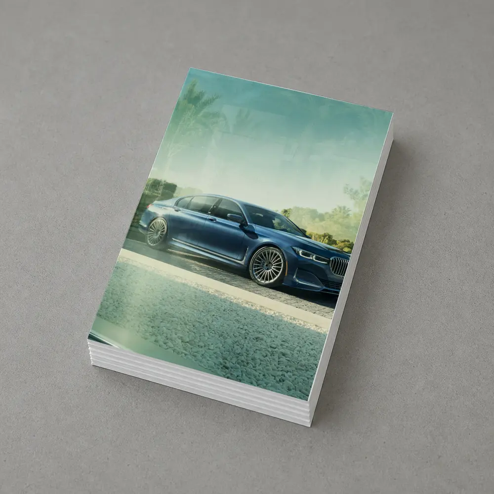 BMW Alpina B7 Blue Luxury Sedan Outdoors – Postcards
