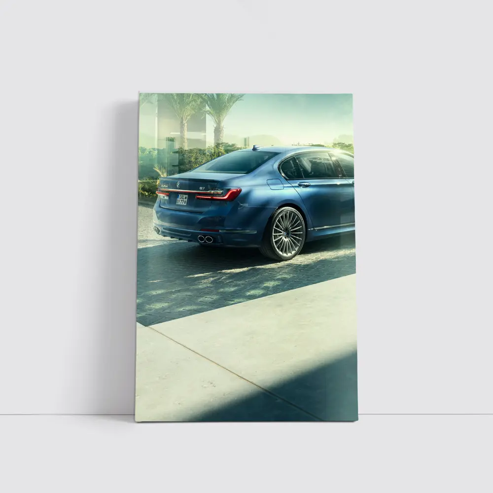 BMW Alpina B7 Blue Sedan Sunlit Street – Wall Art