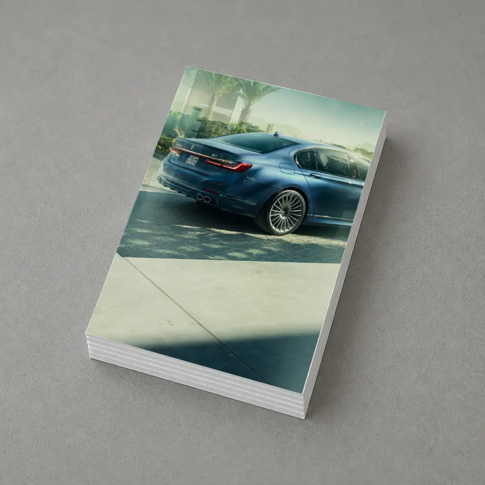 BMW Alpina B7 Blue Sedan Sunlit Street – Postcards