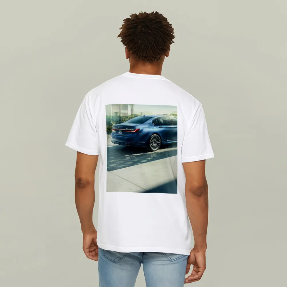 BMW Alpina B7 Blue Sedan Sunlit Street – T-Shirts