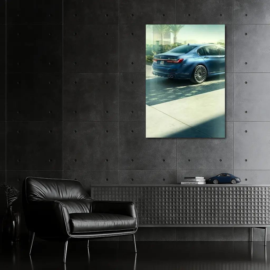 BMW Alpina B7 Blue Sedan Sunlit Street – Wall Art