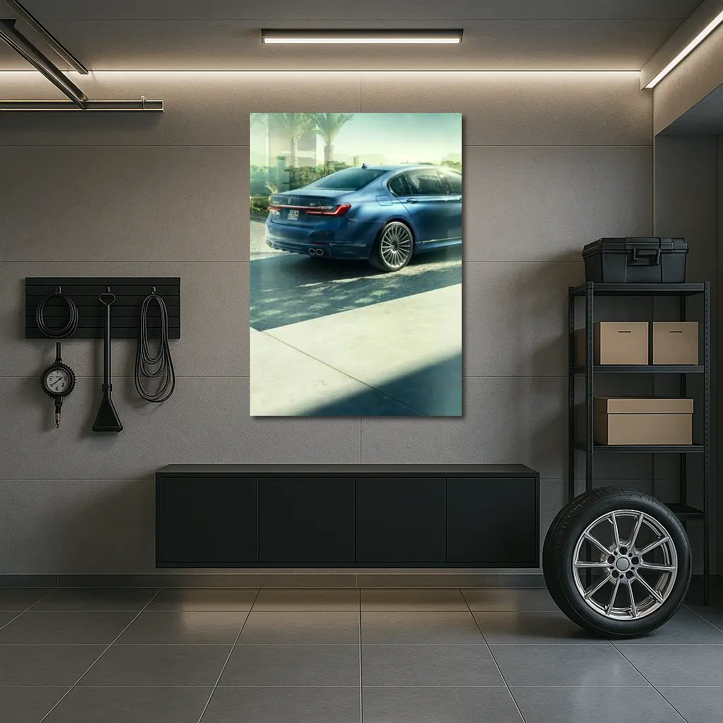 BMW Alpina B7 Blue Sedan Sunlit Street – Wall Art