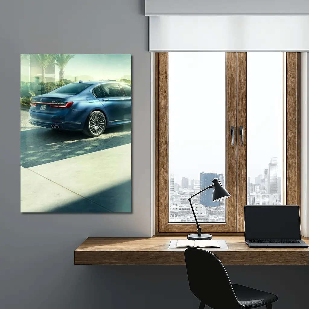 BMW Alpina B7 Blue Sedan Sunlit Street – Wall Art