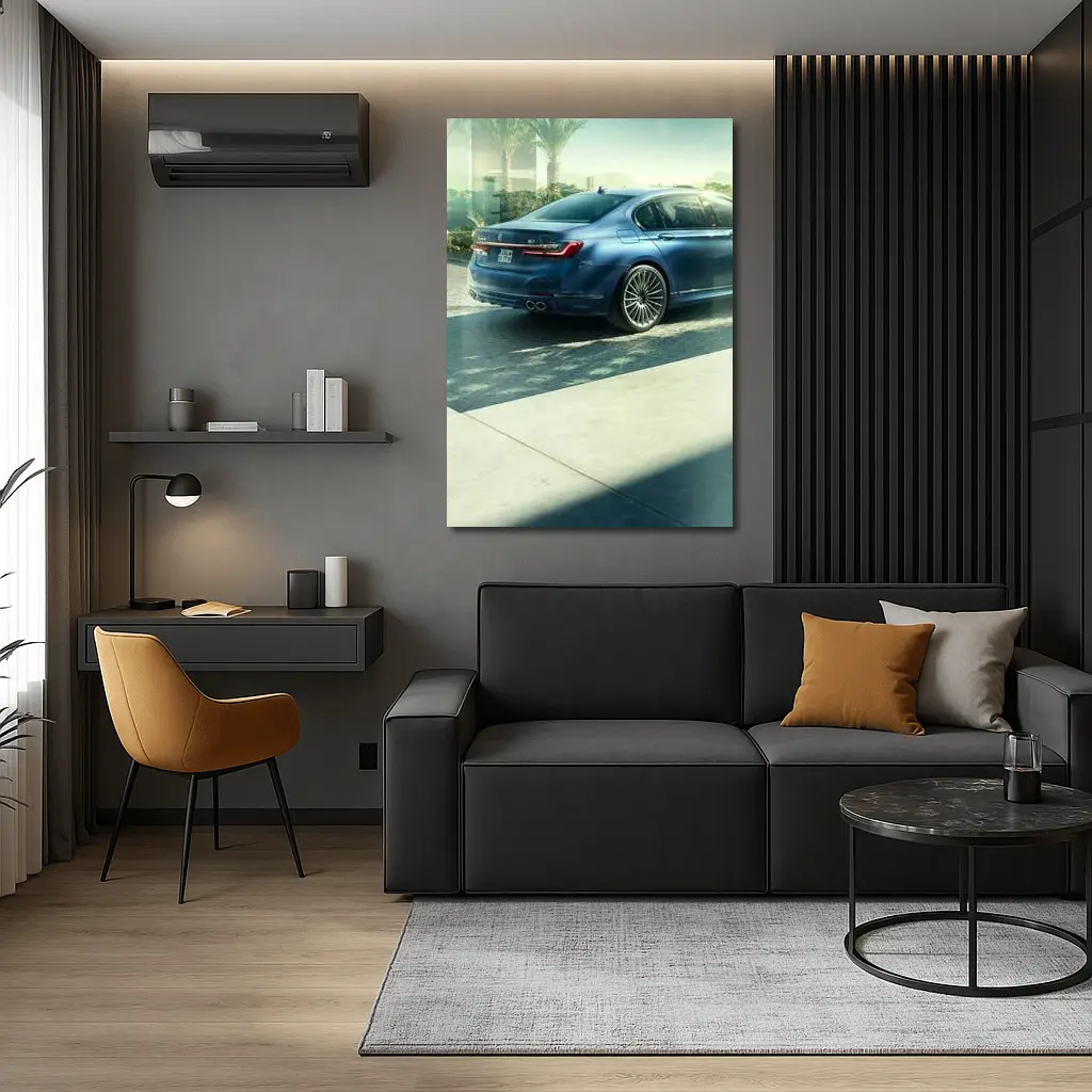 BMW Alpina B7 Blue Sedan Sunlit Street – Wall Art
