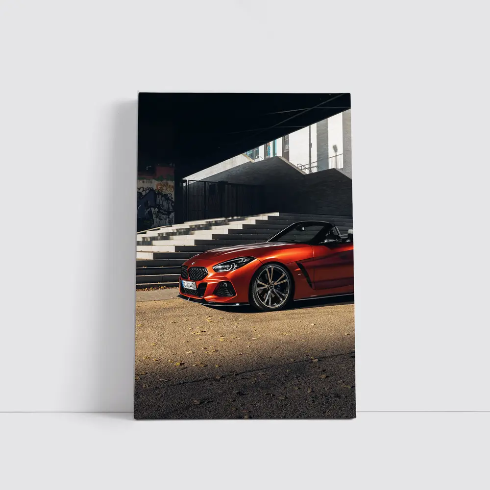 BMW Z4 Orange Roadster Urban Street Scene – Wall Art