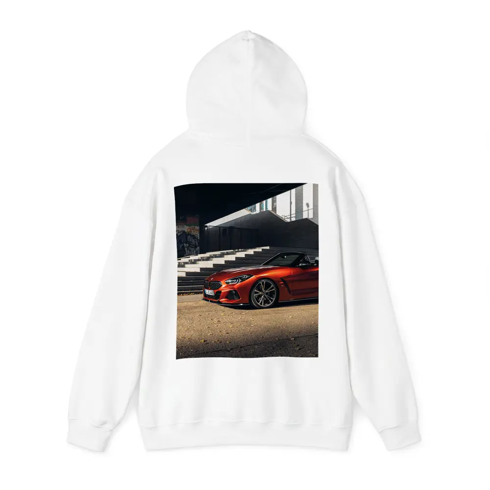 BMW Z4 Orange Roadster Urban Street Scene – Hoodies