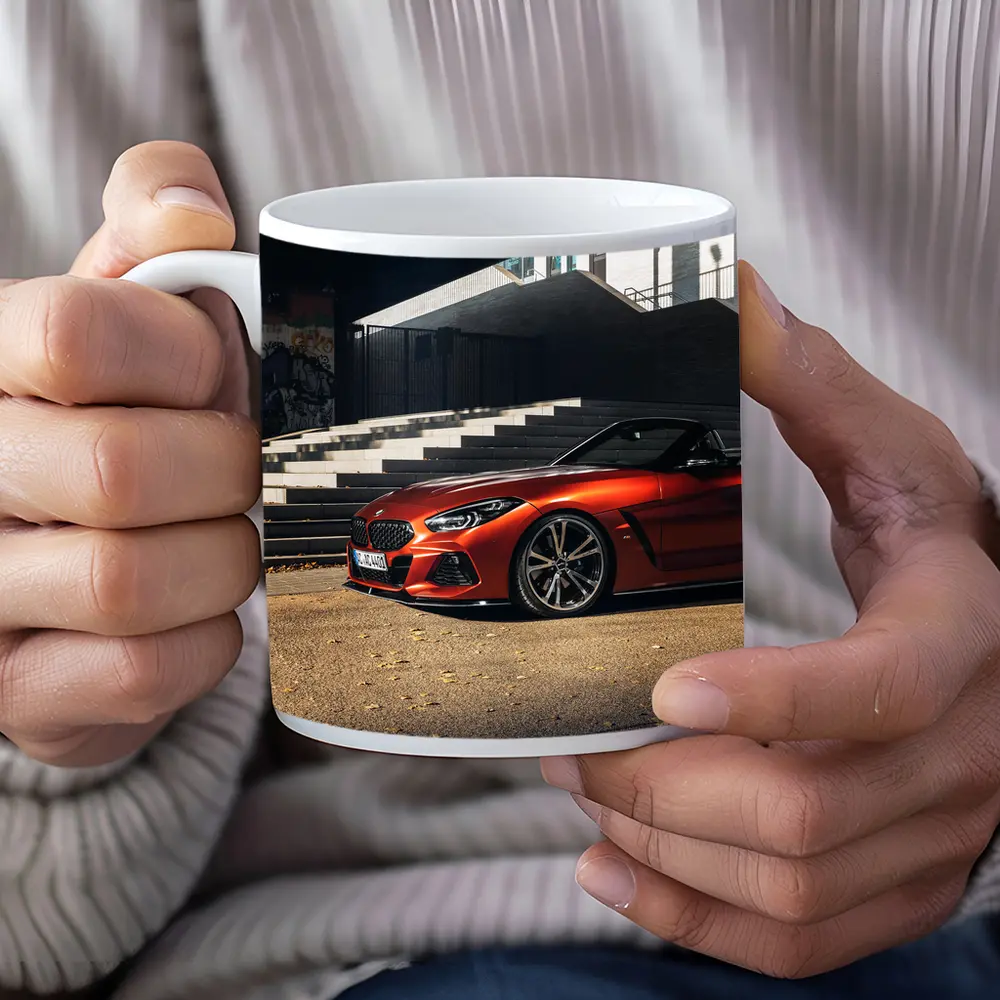 BMW Z4 Orange Roadster Urban Street Scene – Mugs