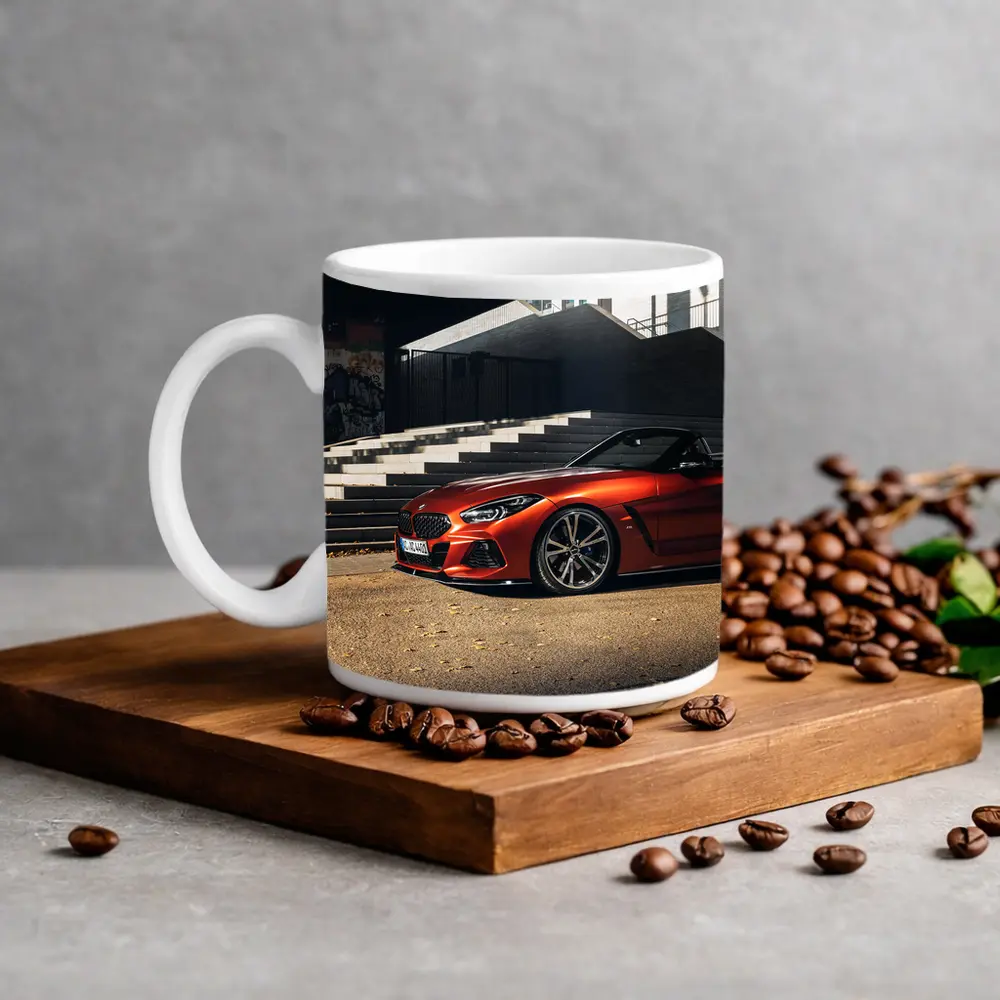 BMW Z4 Orange Roadster Urban Street Scene – Mugs