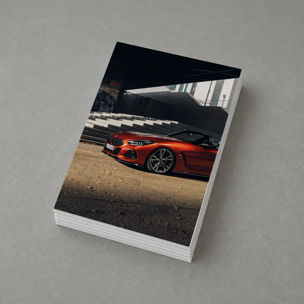 BMW Z4 Orange Roadster Urban Street Scene – Postcards