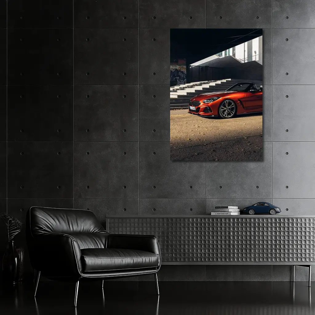 BMW Z4 Orange Roadster Urban Street Scene – Wall Art