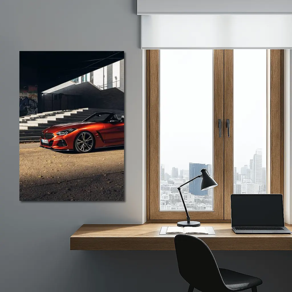 BMW Z4 Orange Roadster Urban Street Scene – Wall Art