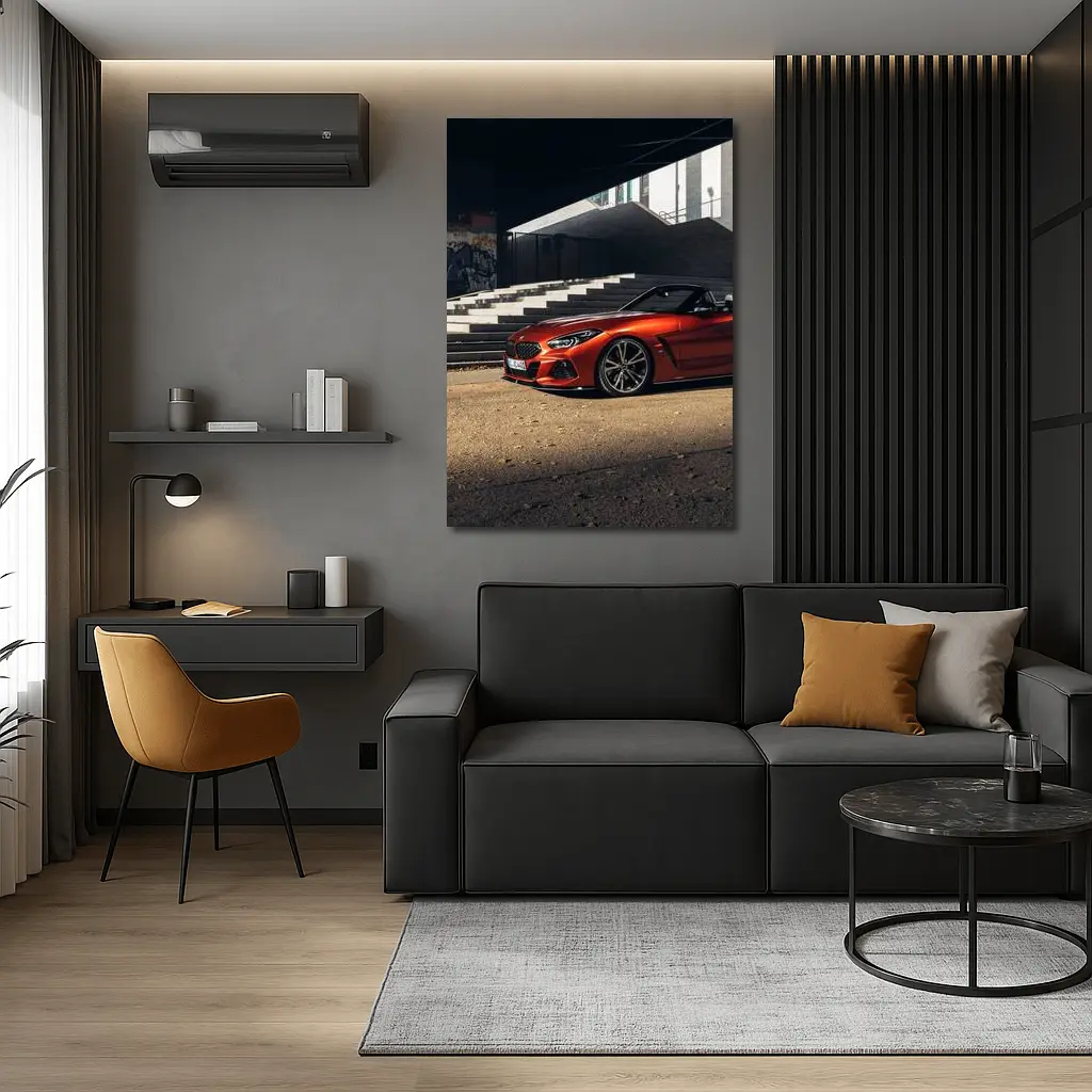 BMW Z4 Orange Roadster Urban Street Scene – Wall Art