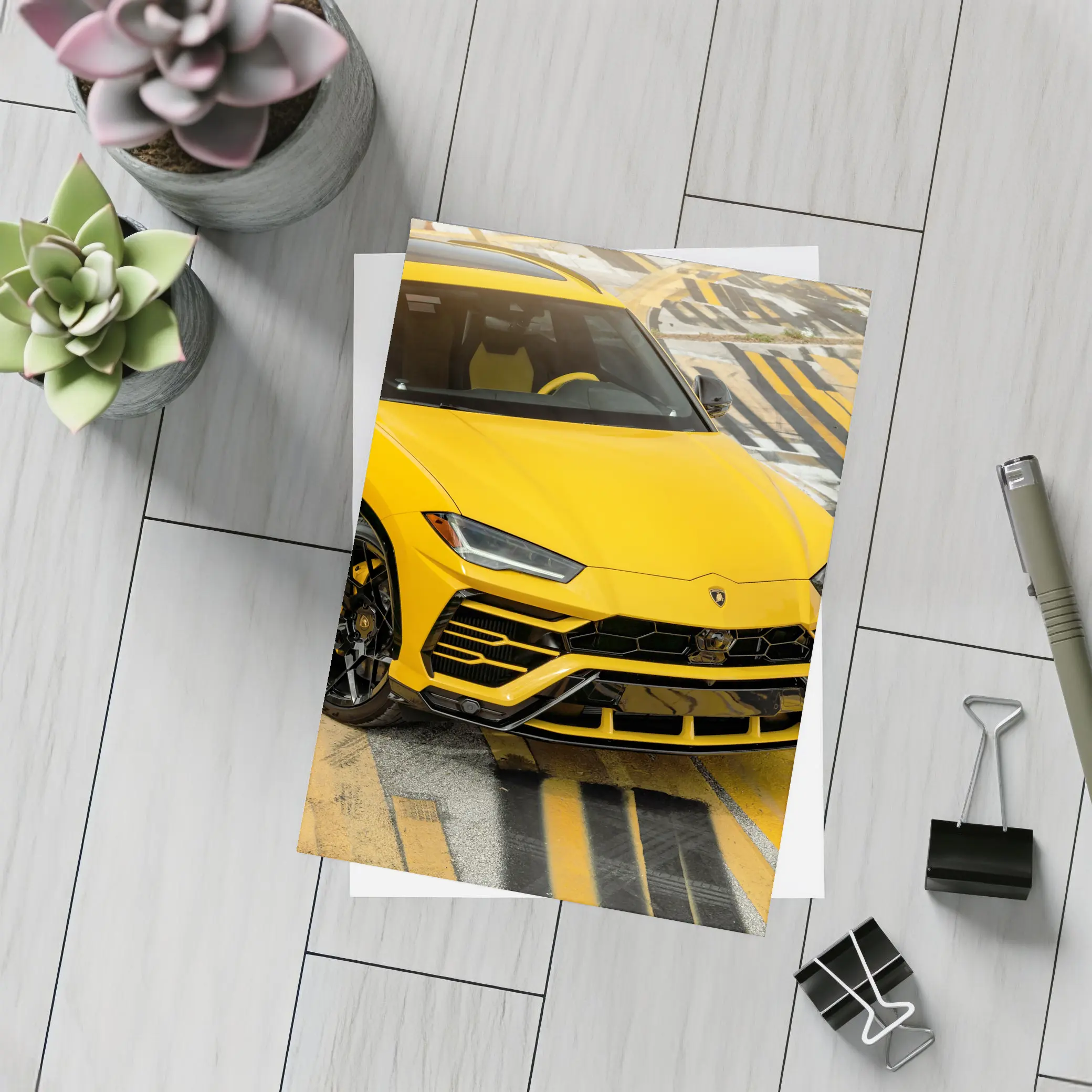 Lamborghini Urus Yellow SUV Street Shot – Postcards