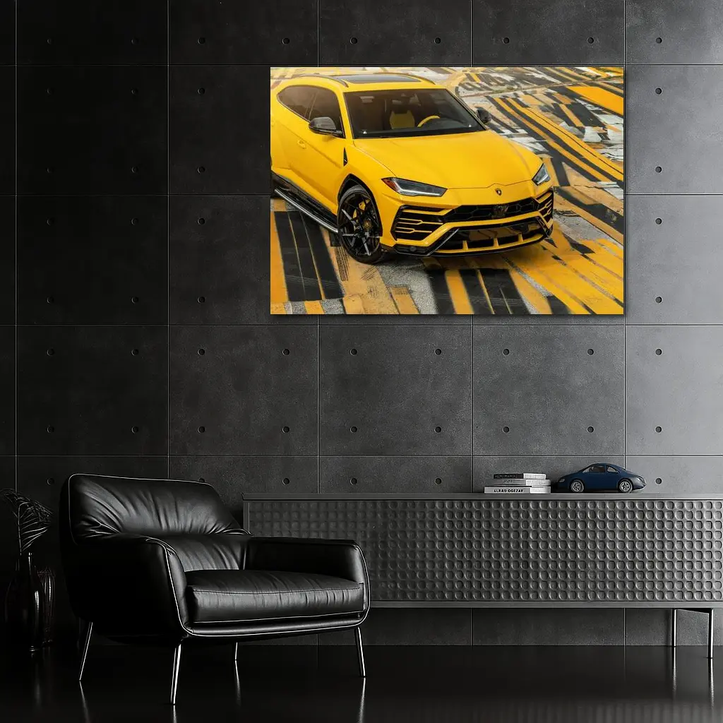 Lamborghini Urus Yellow SUV Street Shot – Wall Art