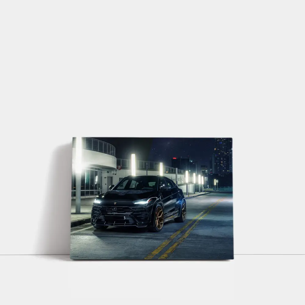Lamborghini Urus Black Night City Streets – Wall Art