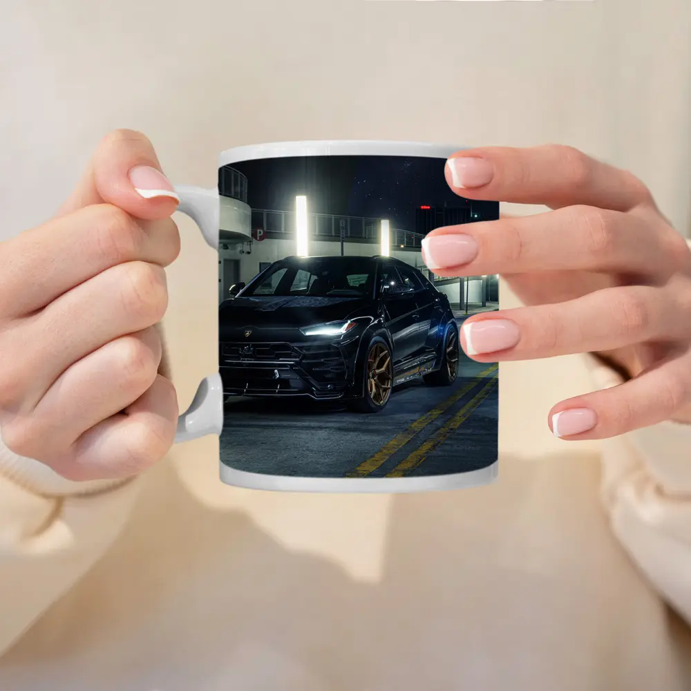 Lamborghini Urus Black Night City Streets – Mugs