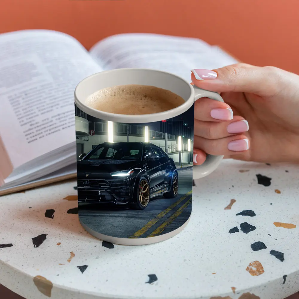 Lamborghini Urus Black Night City Streets – Mugs