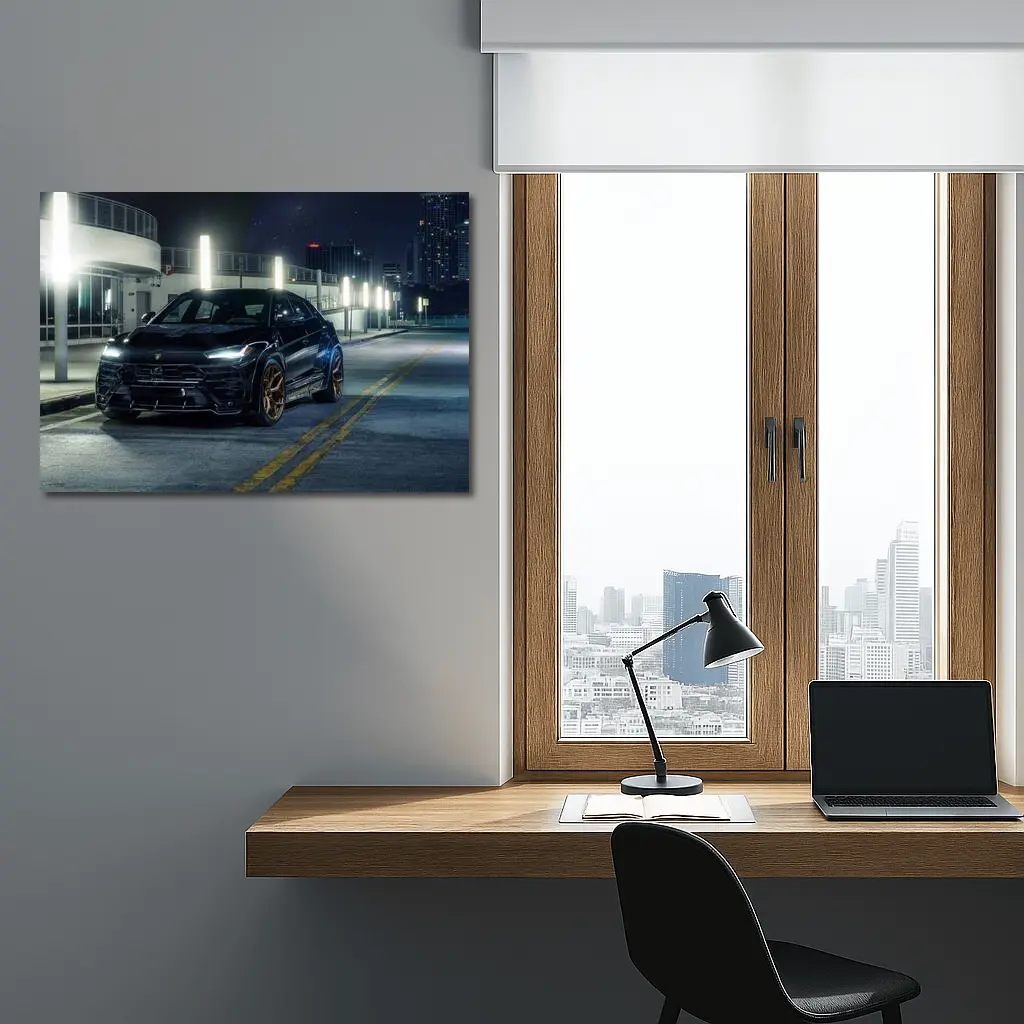 Lamborghini Urus Black Night City Streets – Wall Art