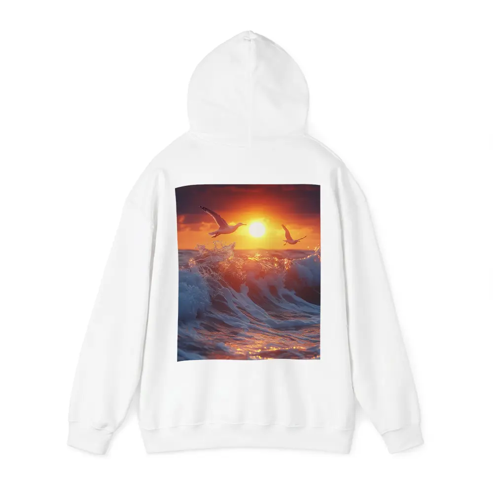 Seagulls Flying Over Ocean Sunset Waves – Hoodies