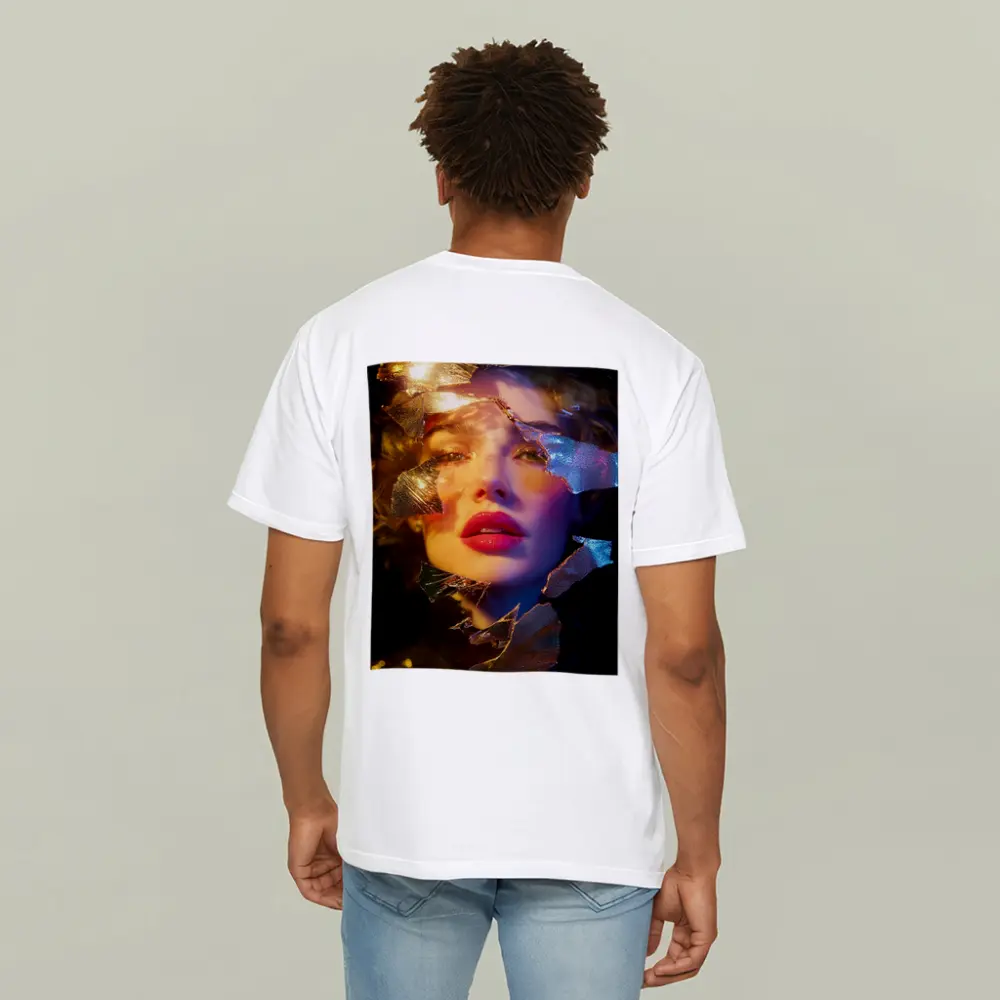 Woman Portrait Shattered Gold Foil Dark Background – T-Shirts