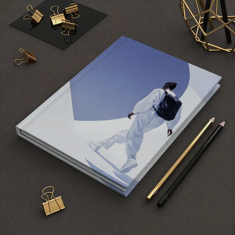 Person White Outfit Black Backpack Blue Sky – Notebooks