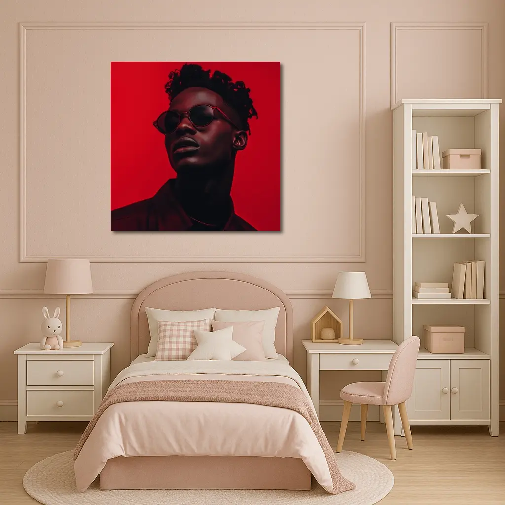 Black Man Red Sunglasses Bold Portrait – Wall Art