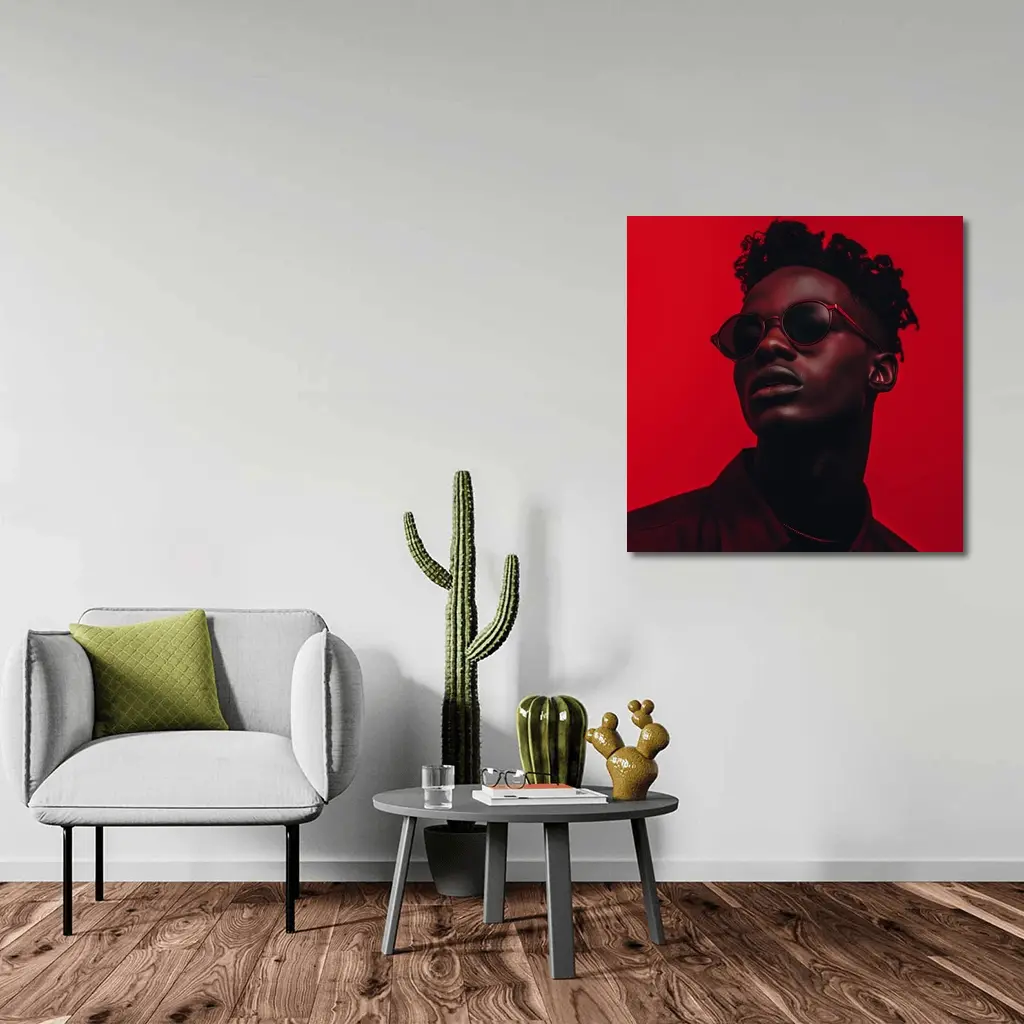Black Man Red Sunglasses Bold Portrait – Wall Art