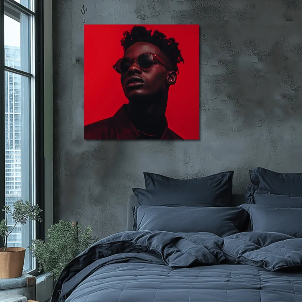 Black Man Red Sunglasses Bold Portrait – Wall Art