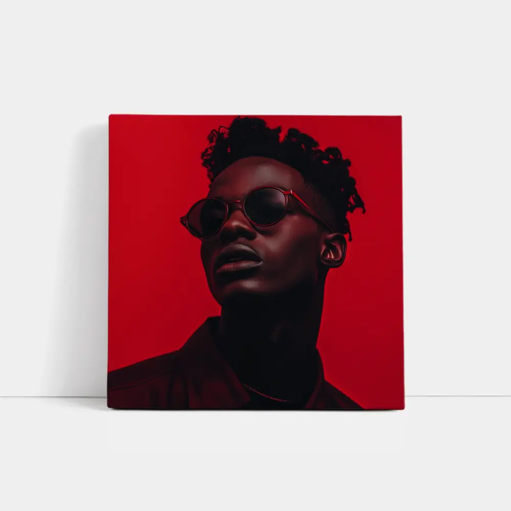 Black Man Red Sunglasses Bold Portrait – Wall Art