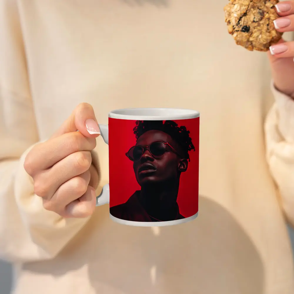 Black Man Red Sunglasses Bold Portrait – Mugs