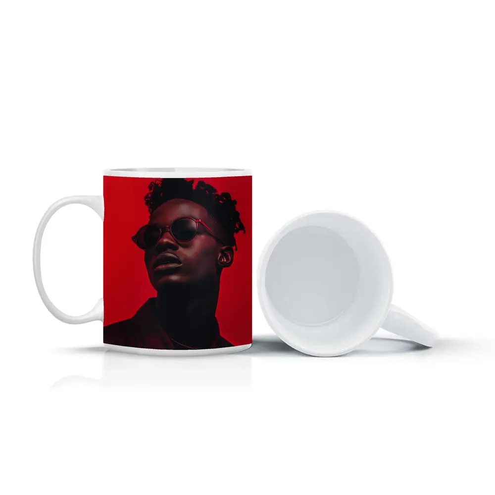 Black Man Red Sunglasses Bold Portrait – Mugs