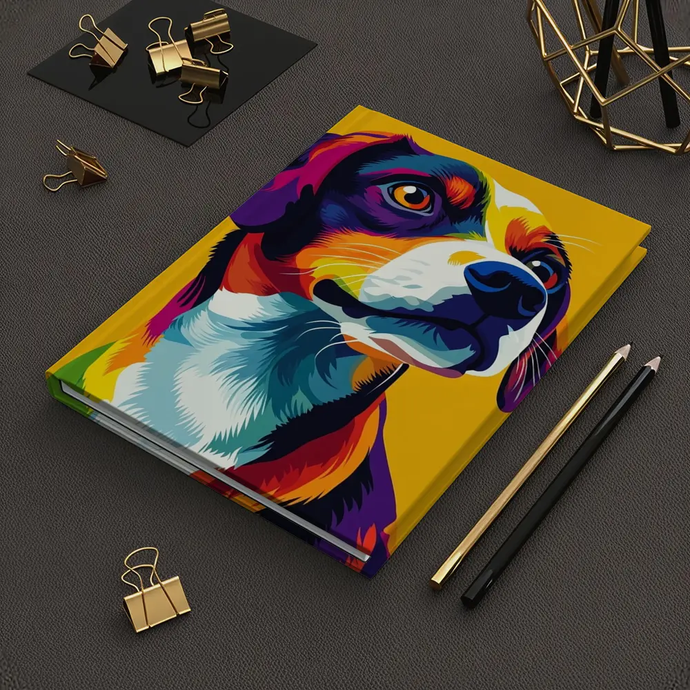 Beagle Dog Colorful Pop Art Yellow Background – Notebooks