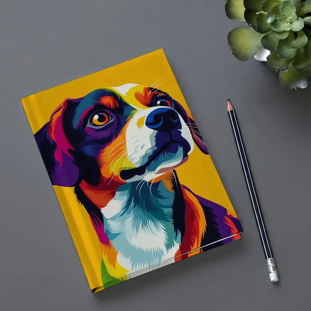 Beagle Dog Colorful Pop Art Yellow Background – Notebooks