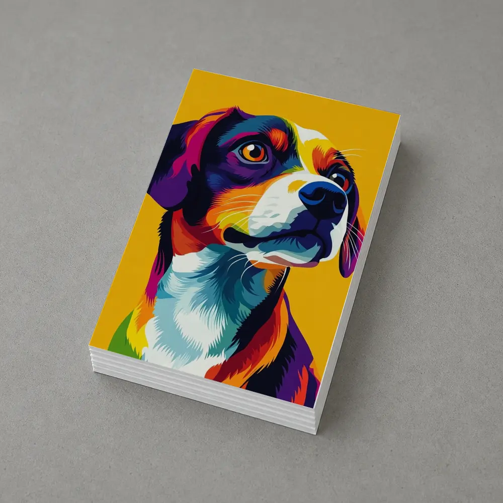 Beagle Dog Colorful Pop Art Yellow Background – Postcards