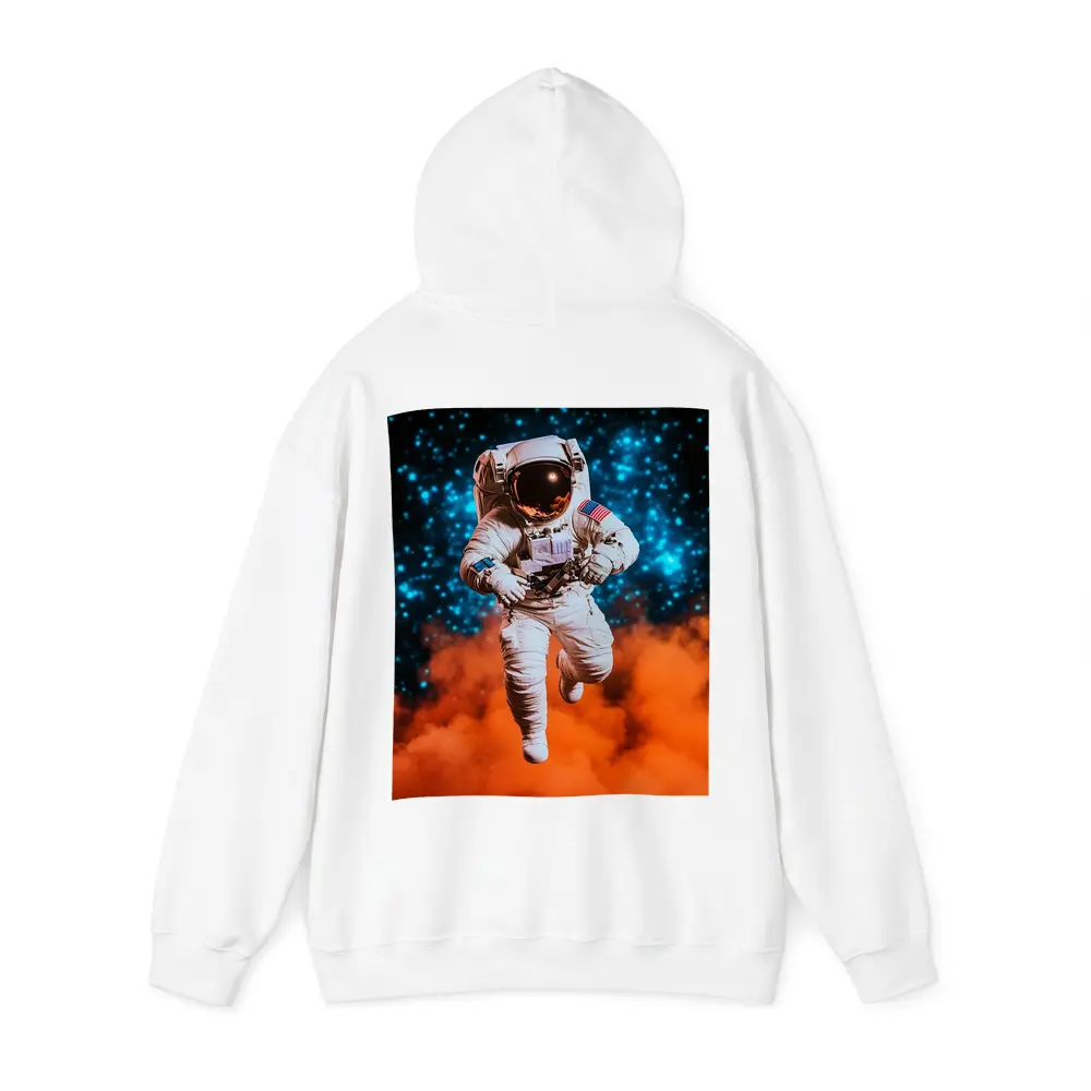 Astronaut Floating Above Orange Cosmic Nebula – Hoodies