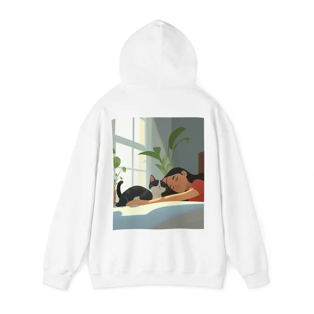 Girl Sleeping With Black Cat Cozy Room – Hoodies