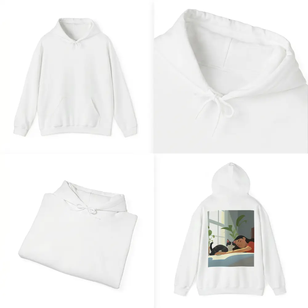 Girl Sleeping With Black Cat Cozy Room – Hoodies