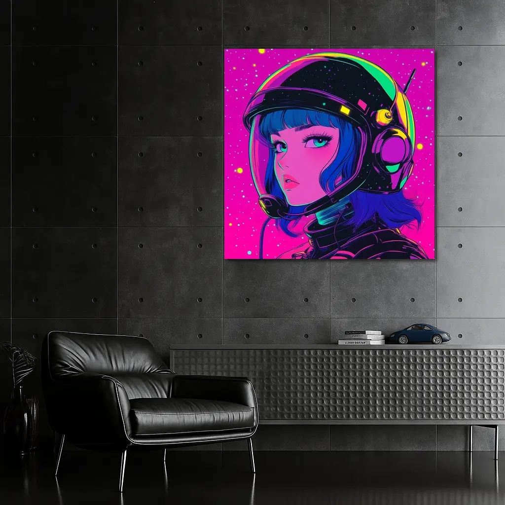 Anime Girl Astronaut Neon Pink Space – Wall Art