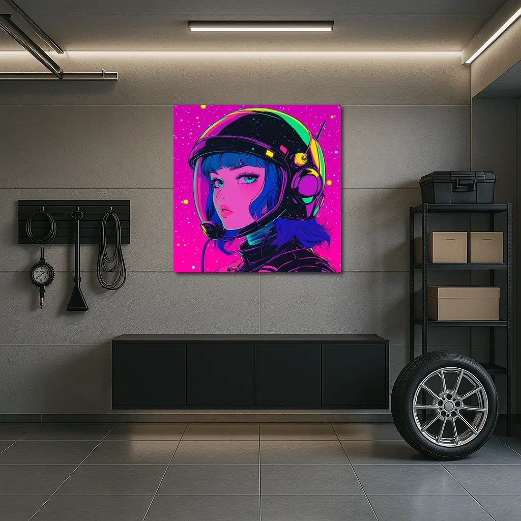 Anime Girl Astronaut Neon Pink Space – Wall Art