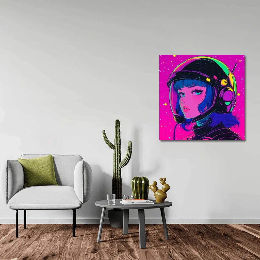 Anime Girl Astronaut Neon Pink Space – Wall Art