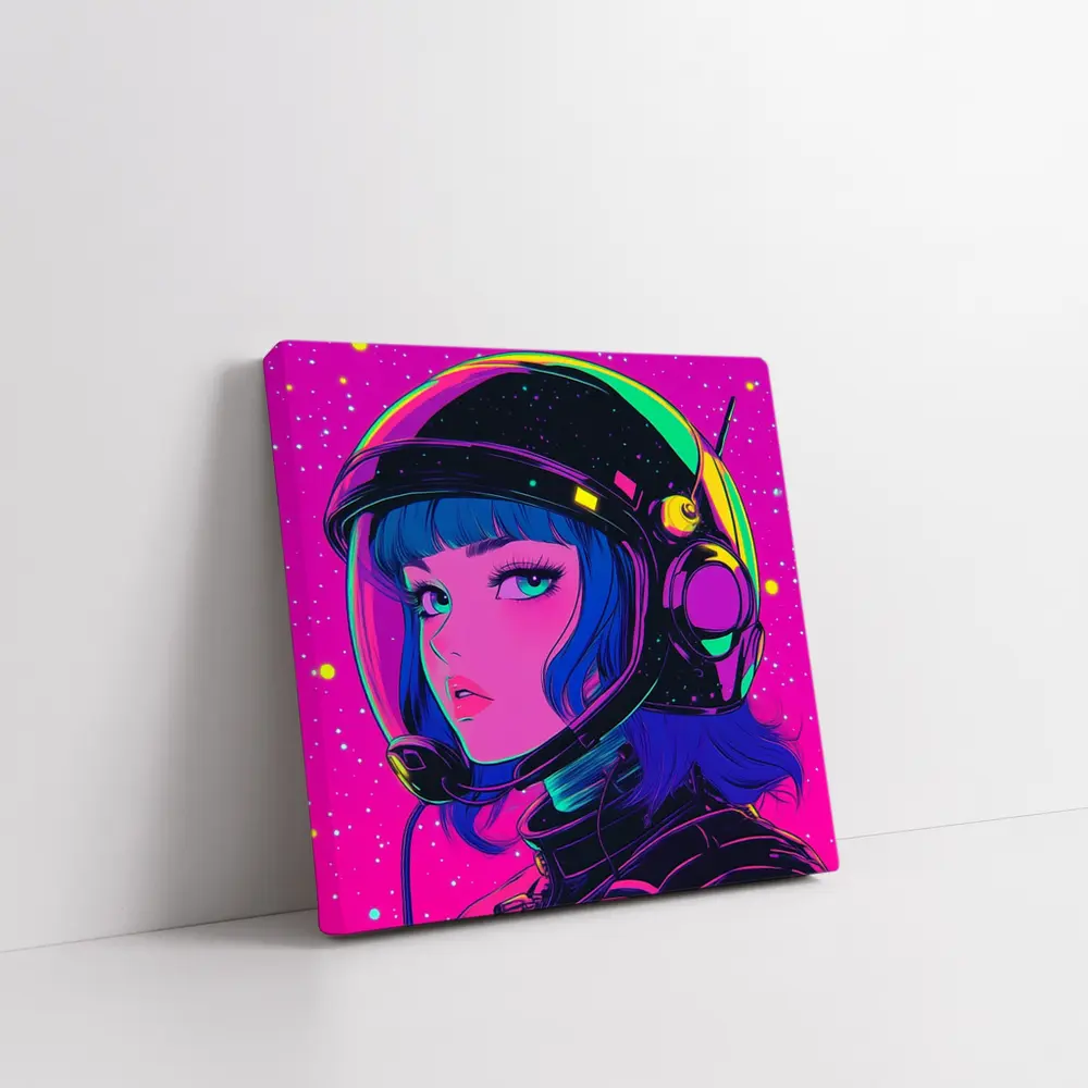 Anime Girl Astronaut Neon Pink Space – Wall Art