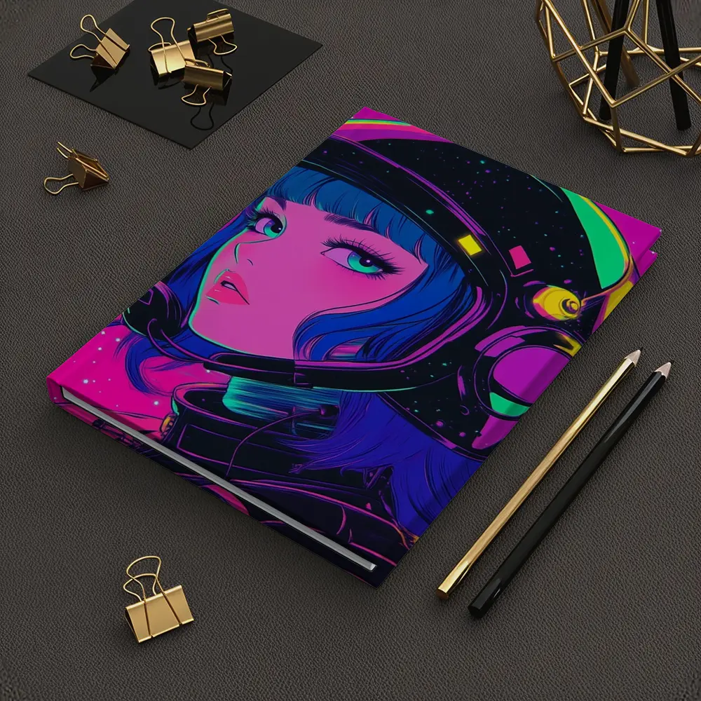Anime Girl Astronaut Neon Pink Space – Notebooks