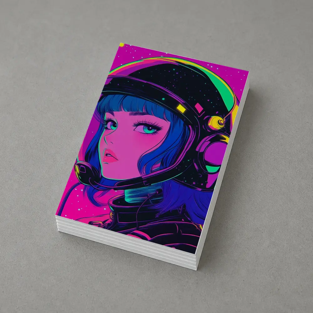 Anime Girl Astronaut Neon Pink Space – Postcards