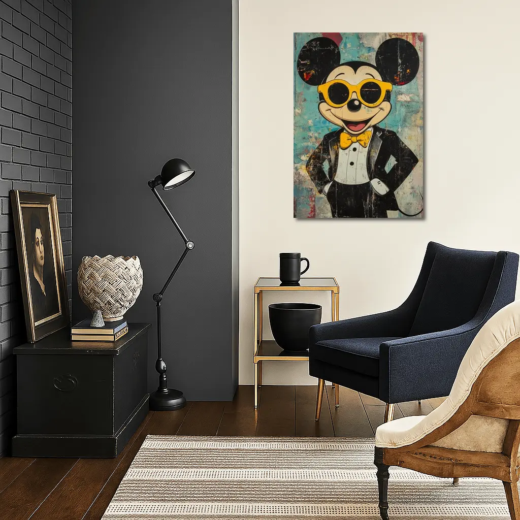 Mickey Mouse Tuxedo Pop Art Grunge Style – Wall Art